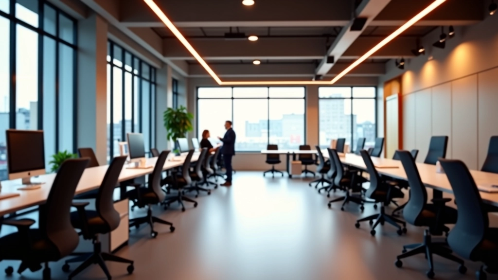 Kantoor met optimale verlichting, combinatie van natuurlijk daglicht en LED spots