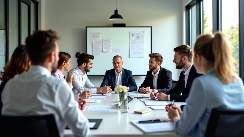 Team in vergaderruimte met moderne inrichting