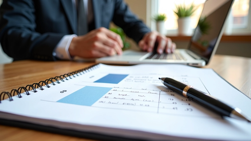 Kantoor budget planning met spreadsheet en calculator op bureau